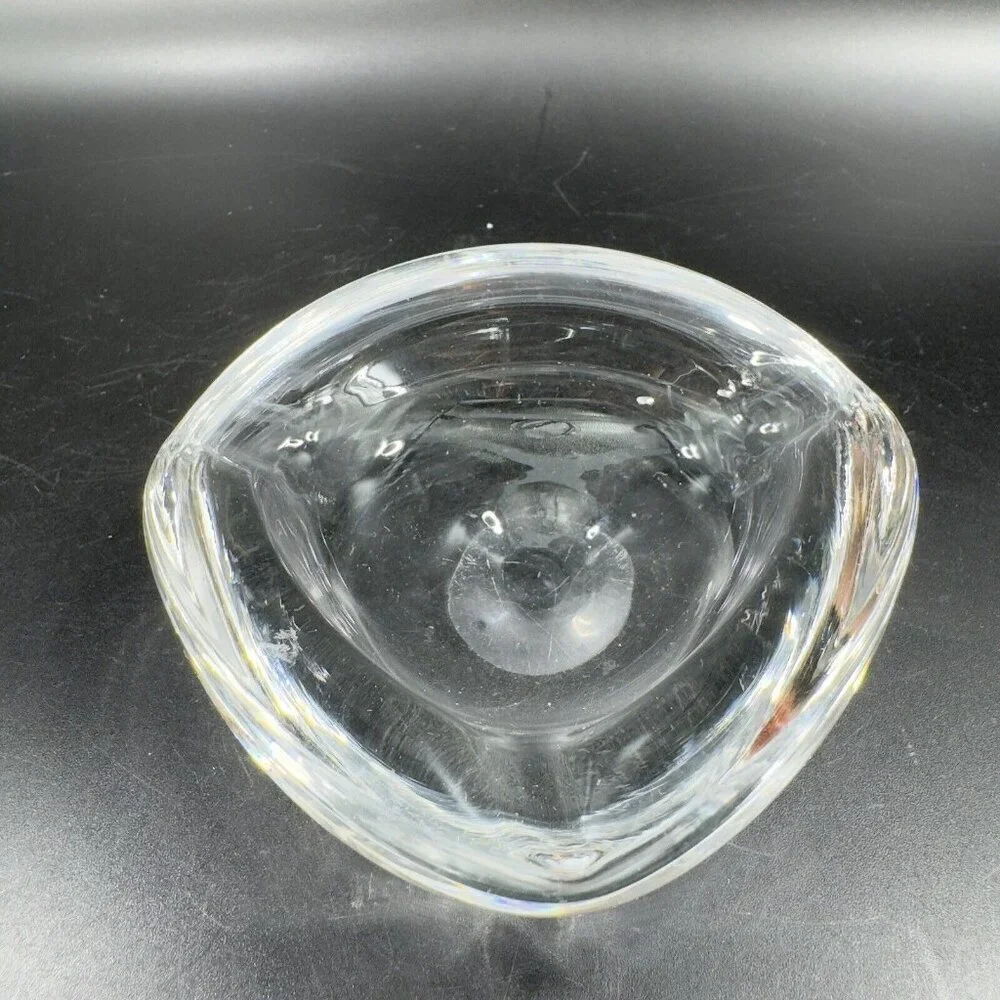 Venetian Clear Glass Dish Small Ashtray Made In‎ Italy Manganese 365nm Green UV
